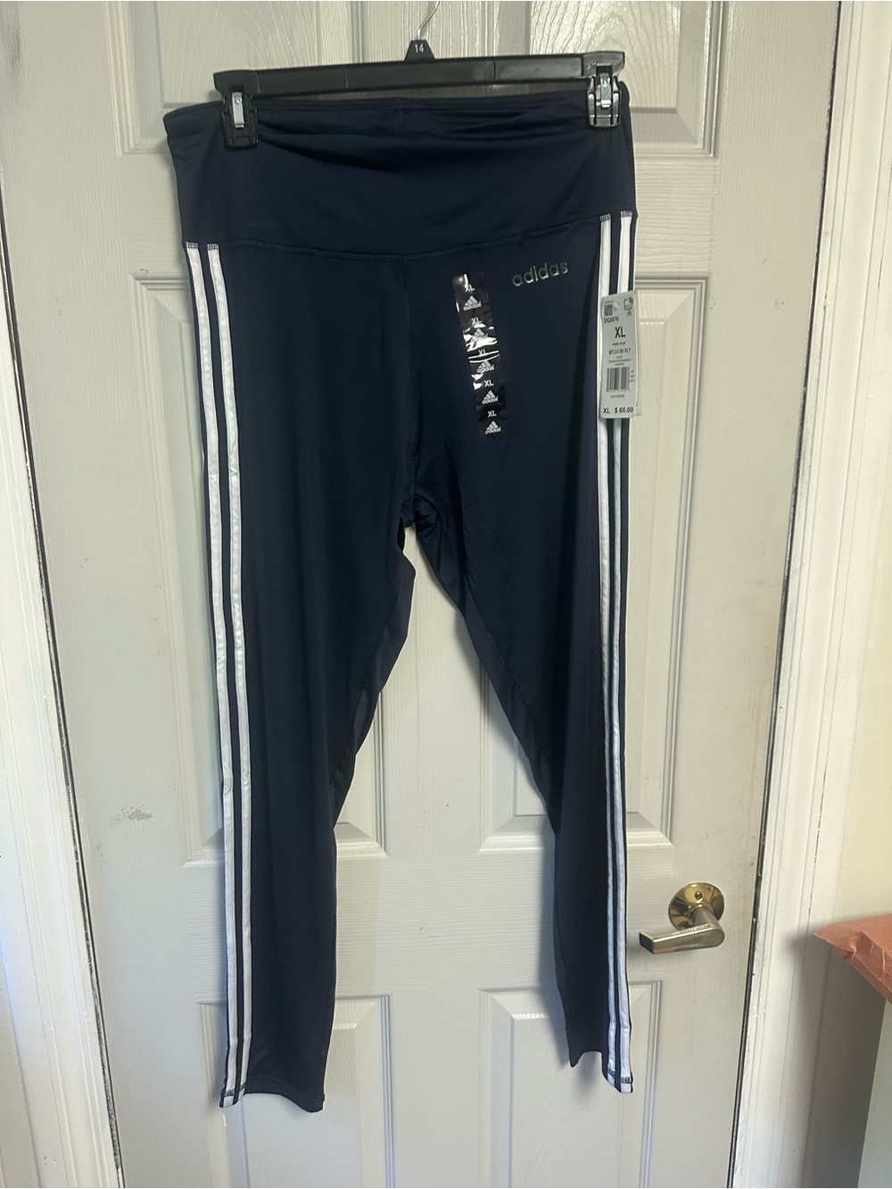 adidas womens Black Three-Stripe Active Leggings